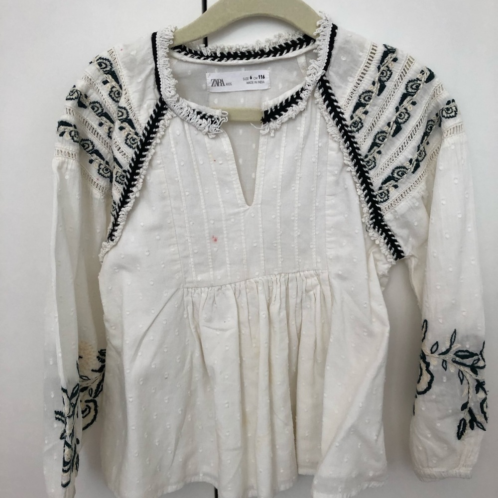 Zara girls embroidered top